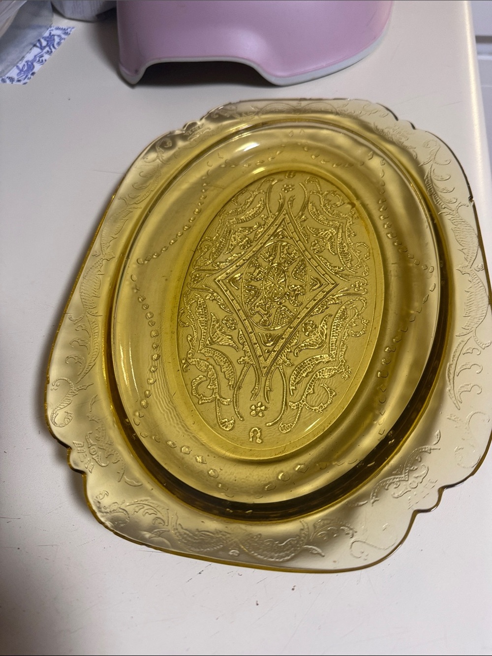 Indiana Glass yellow with the Madrid pattern all pieces are in great shape.